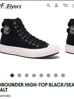 NEW! P.F. Flyers GROUNDER HIGH-TOP BLACK/SEA SALT Canvas 11.5 Men’s/13 Women 1